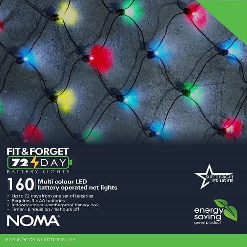 Noma 160 Battery Operated Fit and Forget Multicolour Multifunction Net Lights  6816016GM