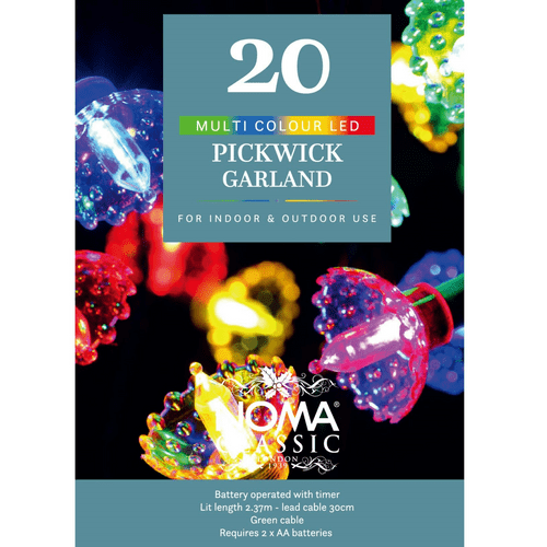 Noma 20 Classic Pickwick Shades String Lights Battery Operated 2522002