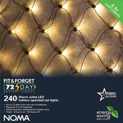 Noma 240 Battery Operated Warm White Net Lights 6816017GWW
