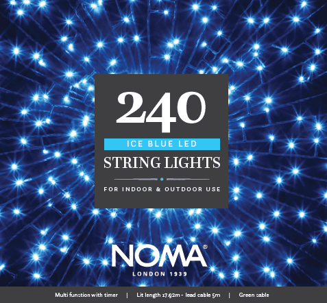 Noma  240 Iced Blue Colour LED String Lights 4921552