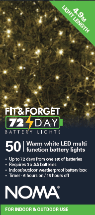 Noma 50 Fit and Forget Battery Operated Warm White LED Lights