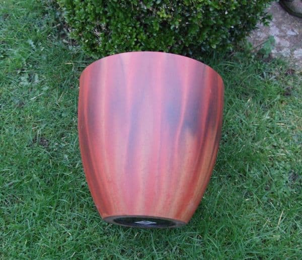 Red Black Burnt Finish Large 33cm Plastic Planter