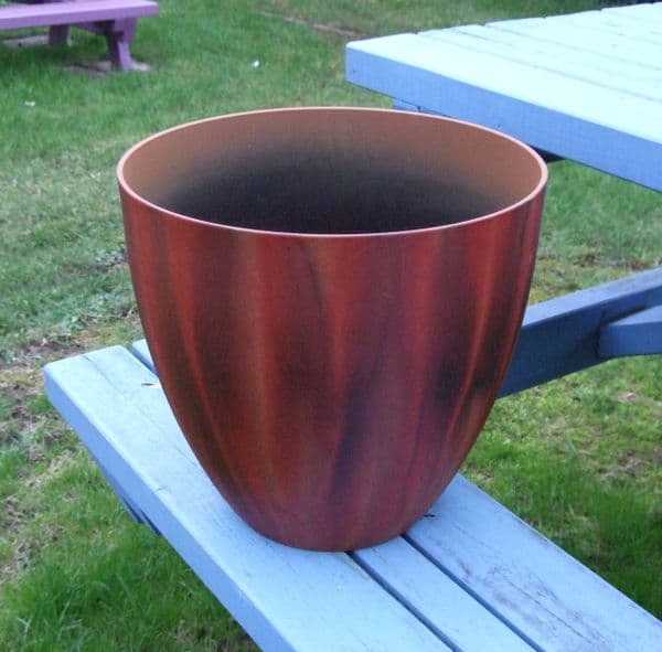 Red Black Burnt Finish Large 33cm Plastic Planter
