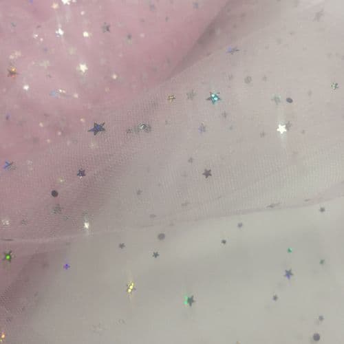 54" Sequin Star Shape Sparkling Soft tulle Light Pink