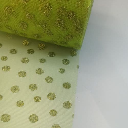 Apple Green Enhance Soft Glitter Dots 6 inch Soft Tulle Fabric