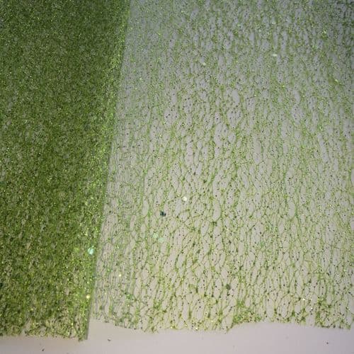 Apple Green Glitter Spider Netting Fabric 12 inch Eurotulle