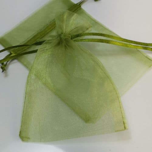 Apple Green   Organza Pouch with Ribbon Drawsting 4" x 5.5 inch10 cm x 14 cm  12 pcs Pack