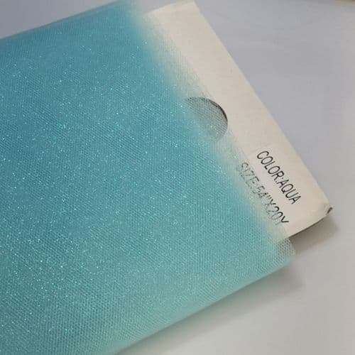 Aqua Glitter Sparkle Tulle Fabric 54 inch x 20Y