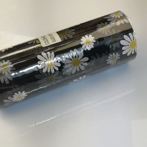 Black Daisy Soft Tulle Fabric Eurotulle