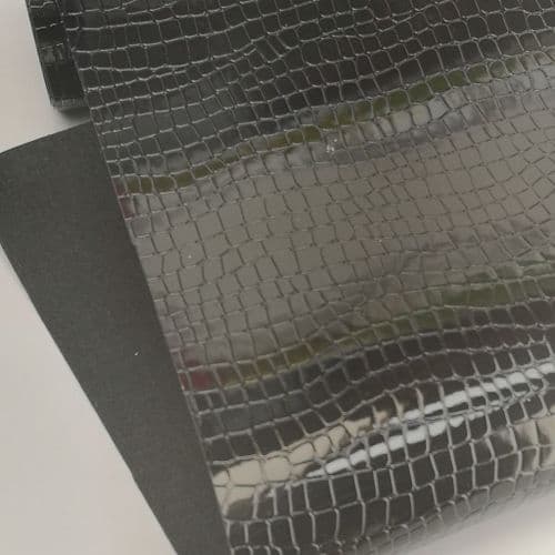Black Embossed Leatherette Fabric Eurotulle 02