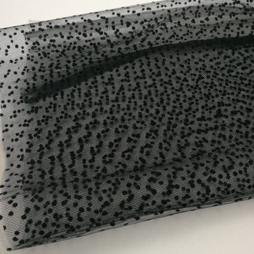 Black Flocked Dots 54 inch Soft Tulle Fabric Eurotulle