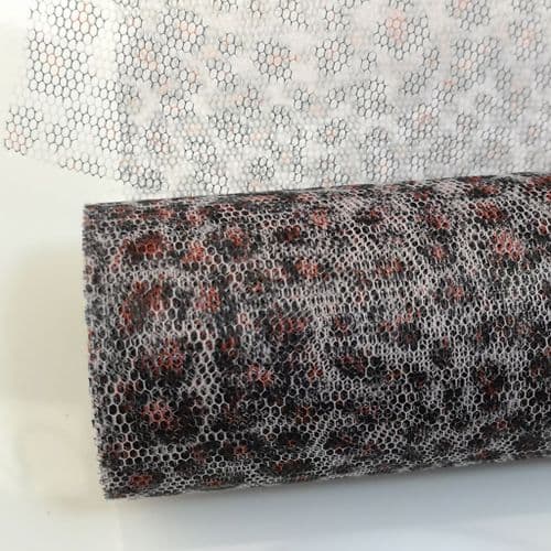 Black / Fuchsia Leopard Stiff Tulle Roll 6" x 10 Y