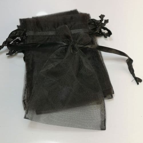 Black Organza Pouch with Ribbon Drawsting 3" x 4"  Organza Bags  30 pcs Pack