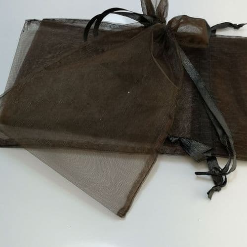 Black  Organza Pouch with Ribbon Drawsting 5" x 8 "  12.5 cm x 20 cm  30 pcs Pack