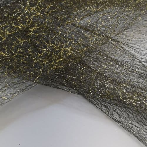 Black Spider Metallic Tulle Netting Fabric