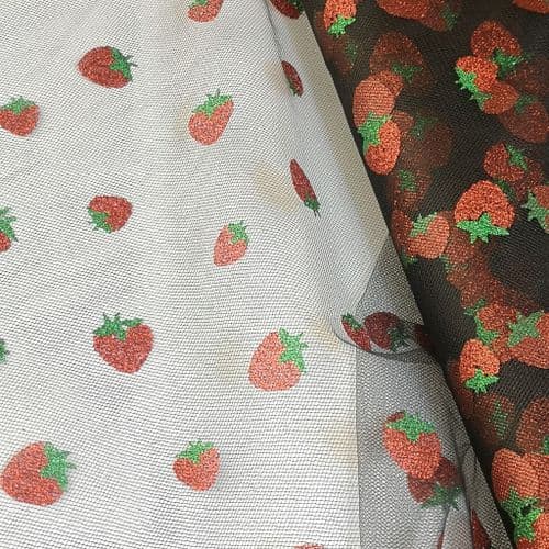 Black Strawberry Soft Tulle Netting Fabric Eurotulle
