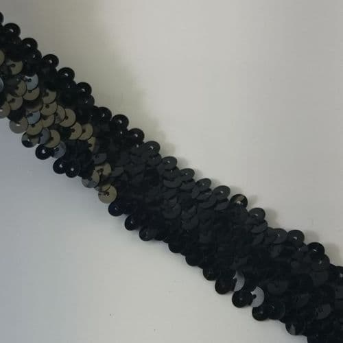Black Stretch Sequin Trimming