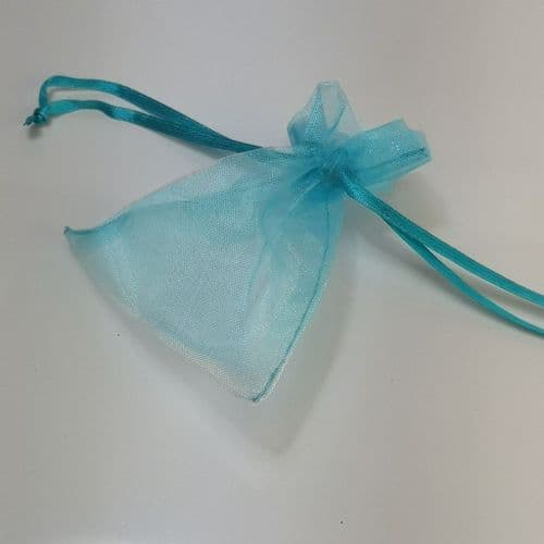 Blue Organza Pouch with Ribbon Drawsting 3" x 4"  Drawstring Bags  7.5 cm x 10 cm  30 pcs pack