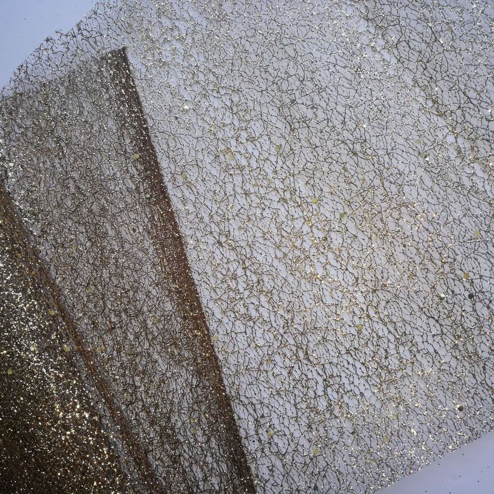 Brown Fabric Glitter Spider Netting