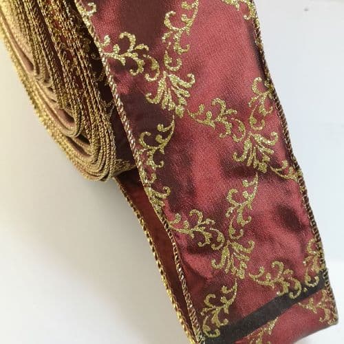 Burgundy Red Wired Ribbon 6.2cm