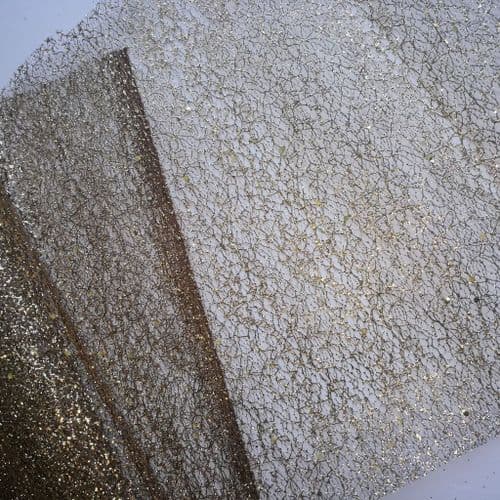 Coffee Brown Glitter Spider Netting Fabric 12 inch Eurotulle