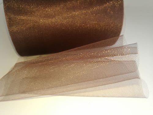 Coffee Brown Shimmer Shiny Tulle Roll Eurotulle