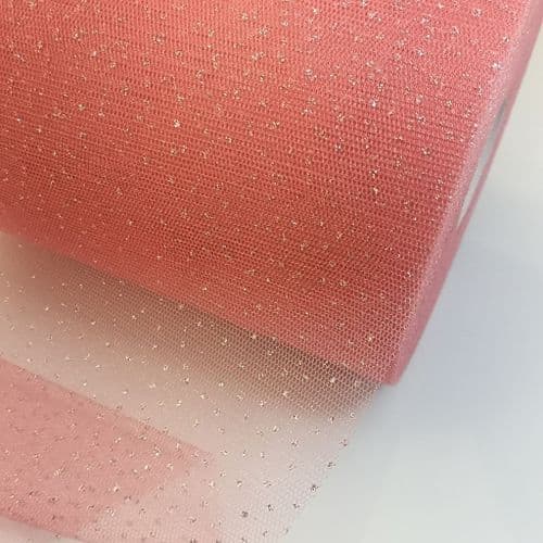 Coral Enhance Sparkle Soft Tulle 6" 100 Yards