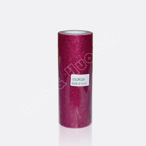 Dark Pink Glitter Soft Sparkle Tulle Roll 6 inch x 10Y Eurotulle