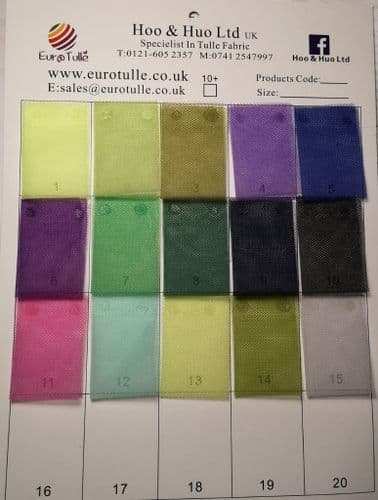 Dense Soft Tulle Colour Chart