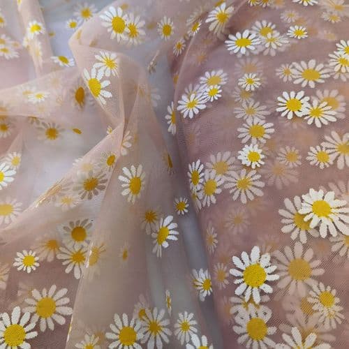 Dusky Pink Daisy 54 inch Tulle Fabric Eurotulle