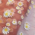 Dusky Red Daisy Soft Tulle Fabric Eurotulle