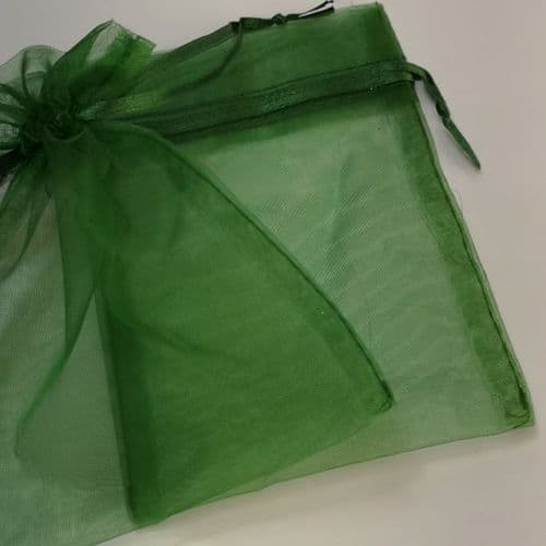 Forest Green Organza Pouch with Ribbon Drawsting 4" x 5.5 inch 10 cm x 14 cm 12 pcs Pack
