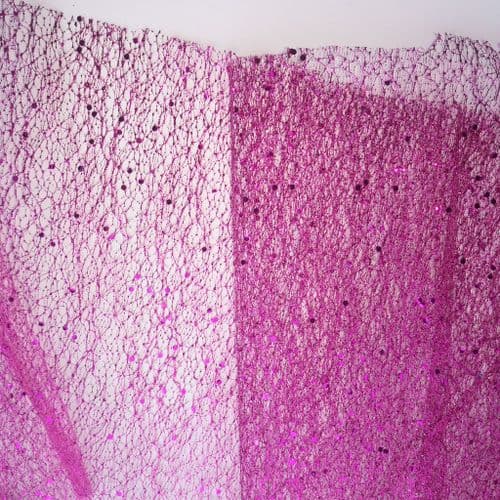 Fuchsia Glitter Spider Netting Fabric 12 inch Eurotulle