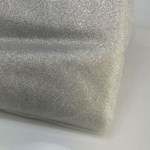 Glitter Silver Sparkle Tulle 54 inch x 20 Y x D06