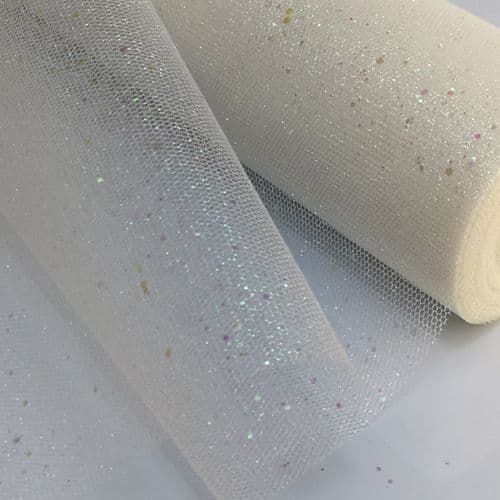 Glitter Sparkle Ivory Stiff Honeycomb Tulle Eurotulle