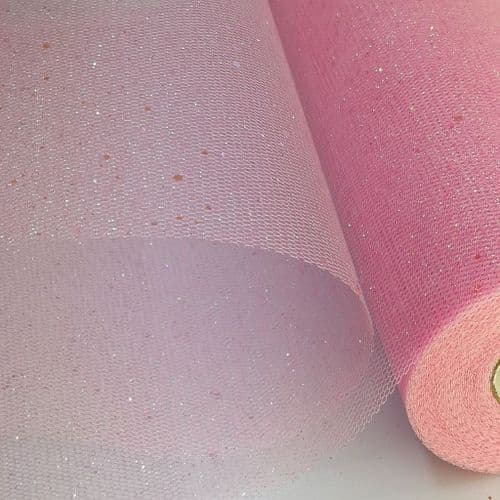 Glitter Sparkle Pink Stiff Honeycomb Tulle Eurotulle
