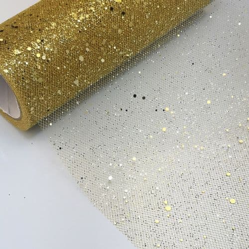 Glitter Tulle Gold C 41 Glitter Sparkle Tulle Netting
