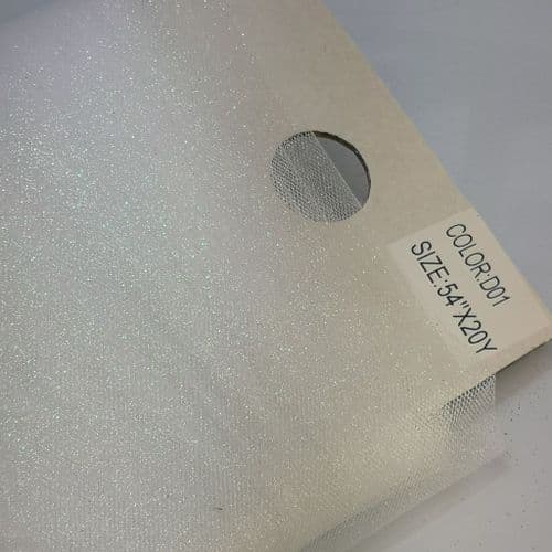 Glitter White Sparkle Tulle Fabric 54 inch x 20 Y