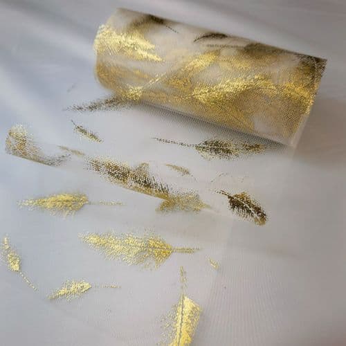 Gold Feather Soft Tulle Roll variants Size
