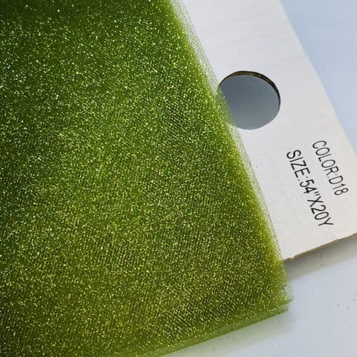 Grass Green Glitter Sparkle Tulle 54 inch x 20 Y