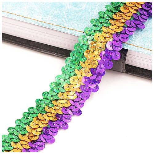 Green / Gold / Purple Stretch Sequins