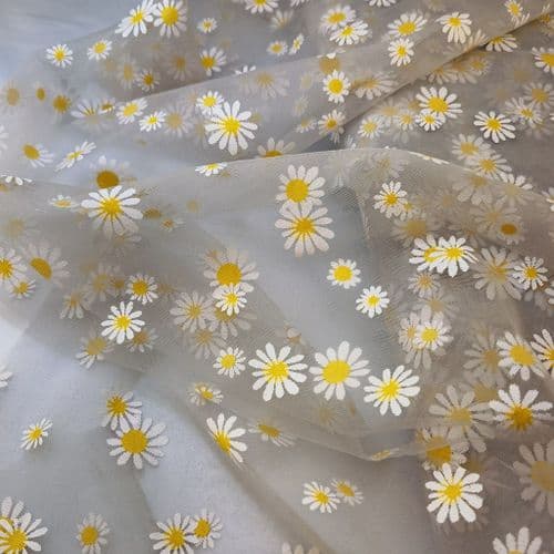 Grey /Silver Daisy Soft Tulle 54 inch Fabric Eurotulle