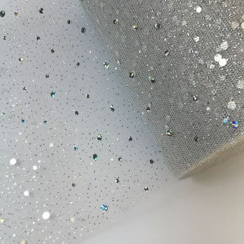 Grey Silver Enhance Sparkle Tulle 6 inch Eurotulle