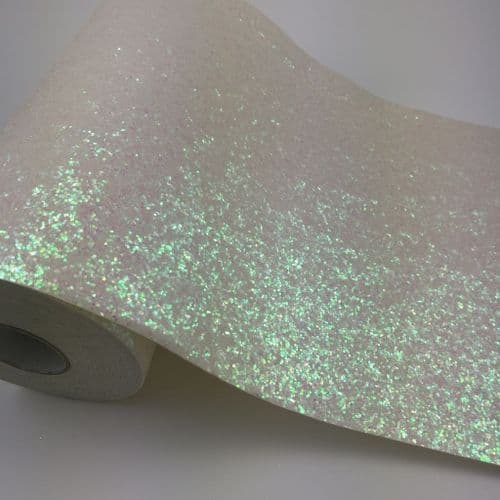 Hologram White Chunky Glitter Fabric