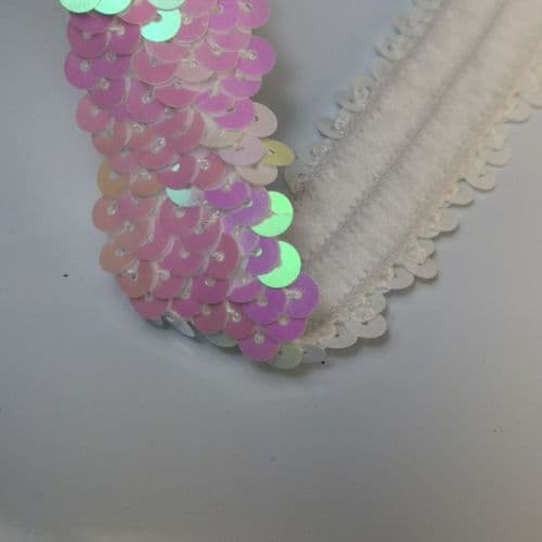 Hologram White Stretch Sequin Trim / Band