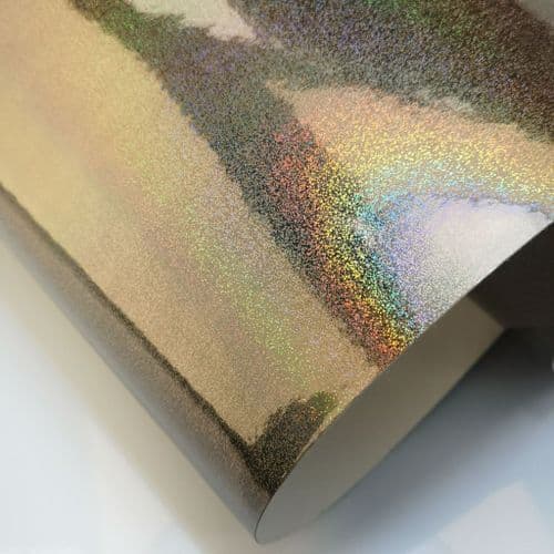 Holographic Brown Leatherette Fabric Eurotulle