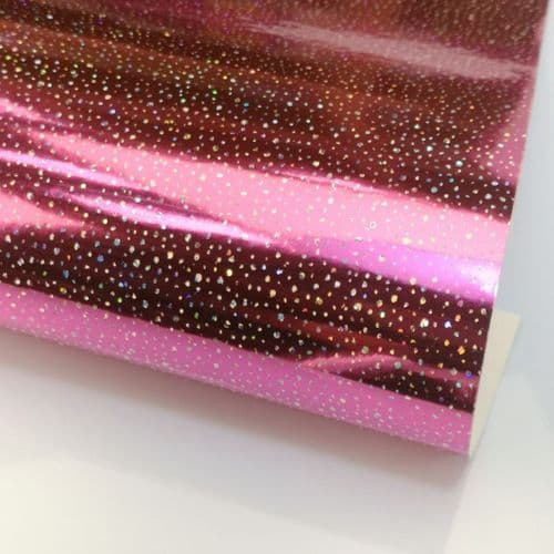 Holographic Fuchsia Leatherette Fabric Eurotulle