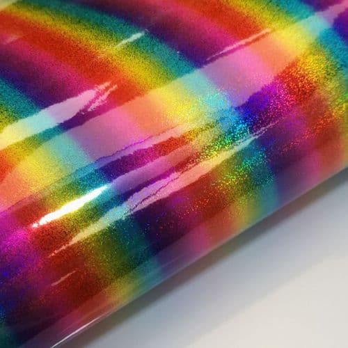 Holographic Rainbow Leatherette Fabric Eurotulle