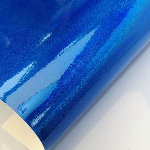 Holographic Royal Blue Leatherette Fabric Eurotulle