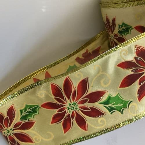 Holy Burgundy Red Wired Ribbon 6.2cm